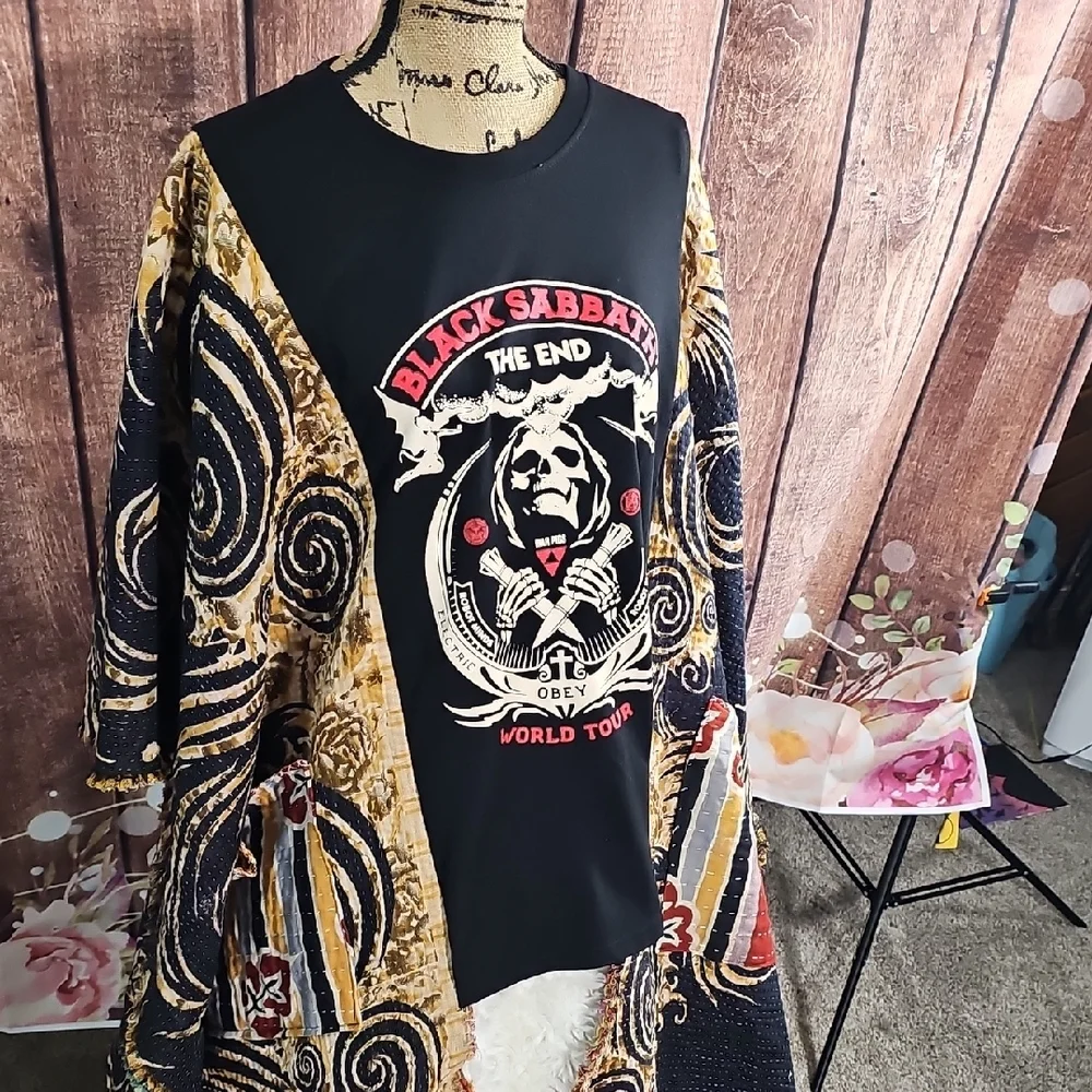 Black Sabbath Fringed Kantha Top - Picture 6 of 7